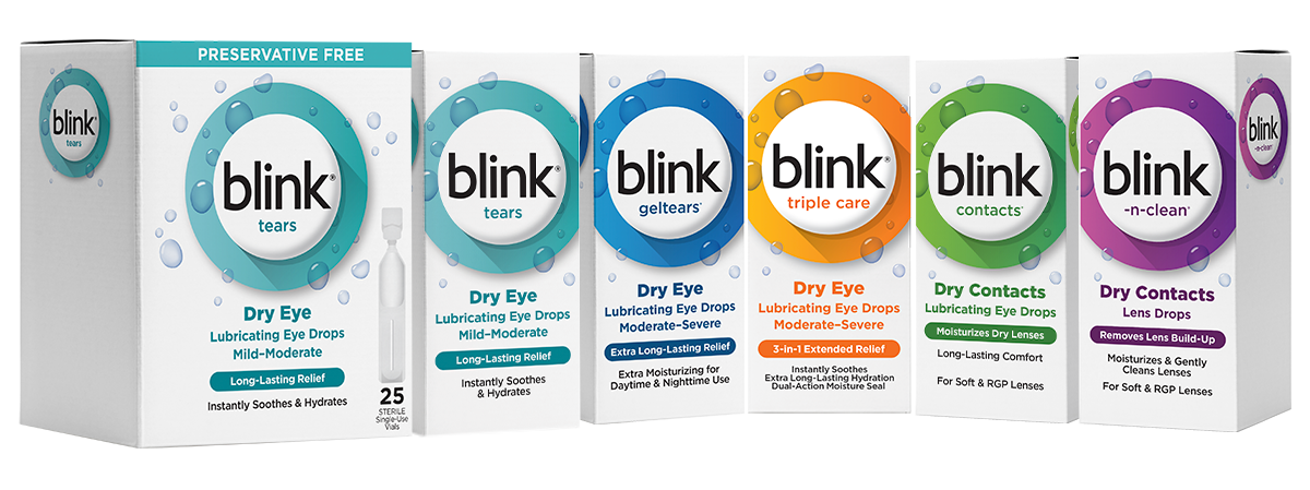 6 boxes of the different formulations of blink product line