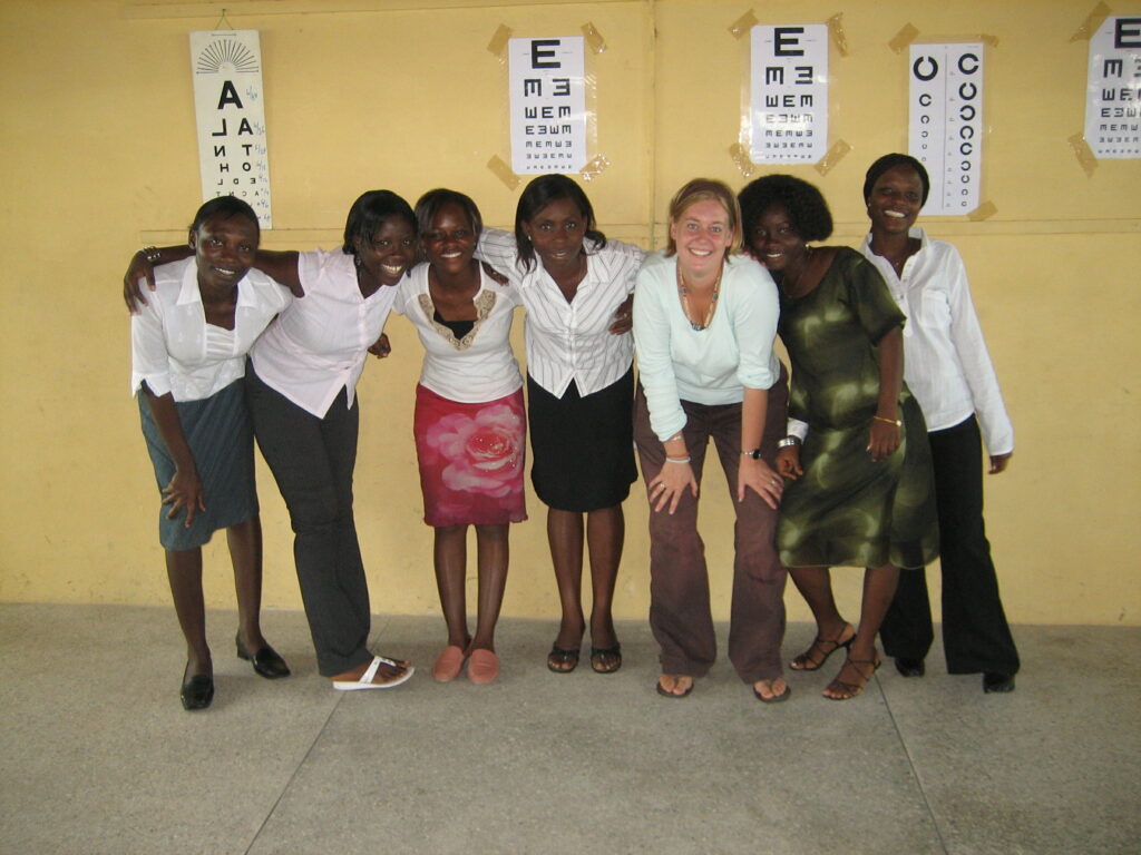 Carolina Kunnen with the all-female team of optometry students in Ghana