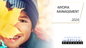 cover image of the myopia management survey results show a child holidng a yellow leaf