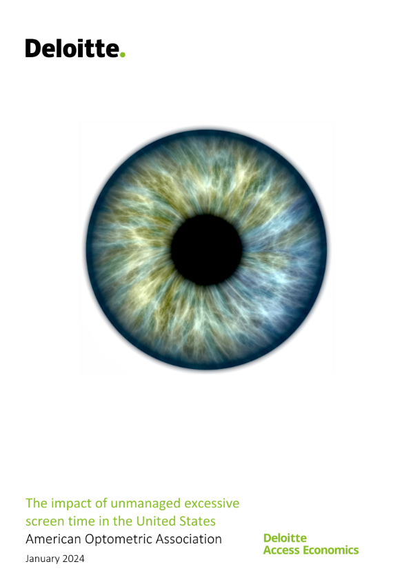 cover of the study on screen time showing blue/green iris and large black pupil