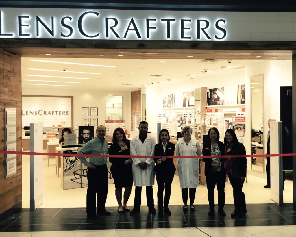 ribbon cutting at lenscrafters; as operations manager, Emily Waters attends these
